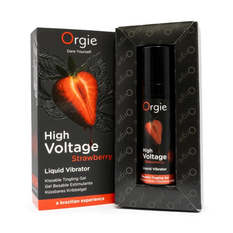 Жидкий вибратор Orgie High Voltage – Strawberry, 15 мл, эффект мурашек, очень мощный, вкус клубники