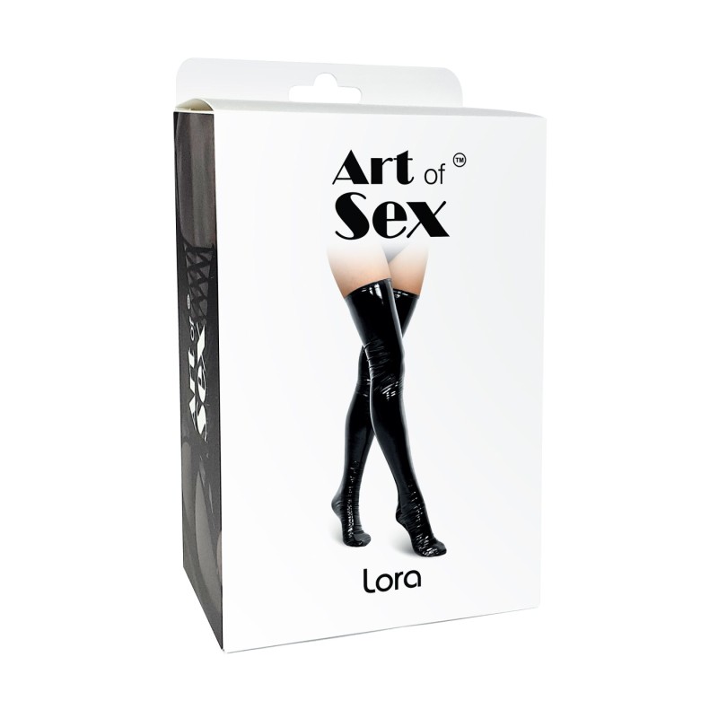 Сексуальные виниловые чулки Art of Sex - Lora, размер M, с эффектом голограммы