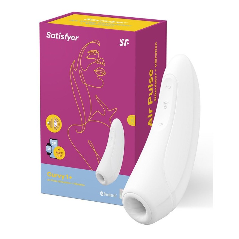 Вакуумный клиторальный стимулятор Satisfyer Curvy 1+ White с управлением через интернет