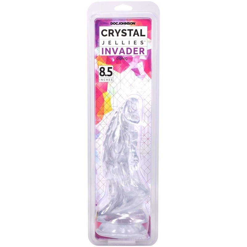 Фэнтезийный фаллоимитатор Doc Johnson Crystal Jellies - Invader Dong 8.5 Inch - Clear