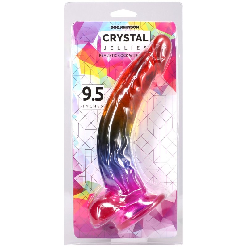Фаллоимитатор Doc Johnson Crystal Jellies - 9.5 Inch Dildo - Rainbow