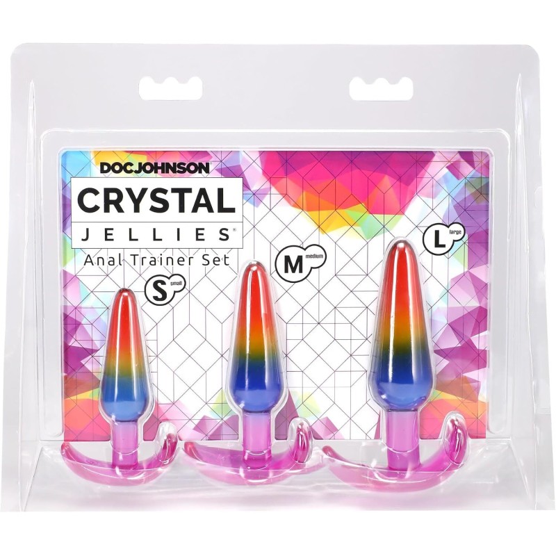 Набір анальних пробок Doc Johnson Crystal Jellies - Anal Trainer Set - Rainbow
