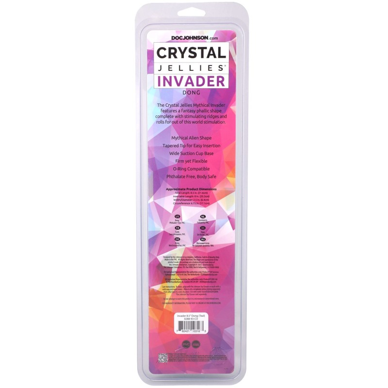 Фэнтезийный фаллоимитатор Doc Johnson Crystal Jellies - Invader Dong 8.5 Inch - Teal
