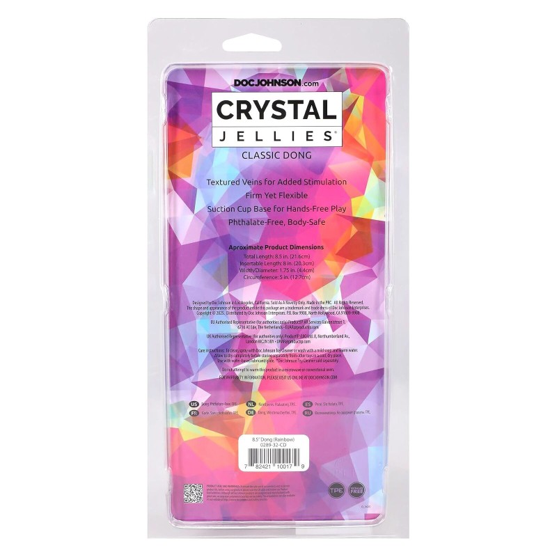 Дилдо Doc Johnson Crystal Jellies - 8.5 Inch Сlassic Dong - Rainbow