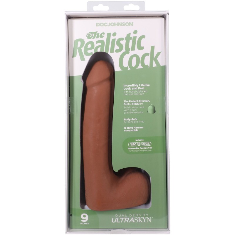 Фалоімітатор Doc Johnson The Realistic Cock ULTRASKYN - 9 Inch with Balls Caramel