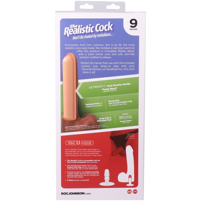 Фаллоимитатор Doc Johnson The Realistic Cock ULTRASKYN - 9 Inch with Balls Chocolate