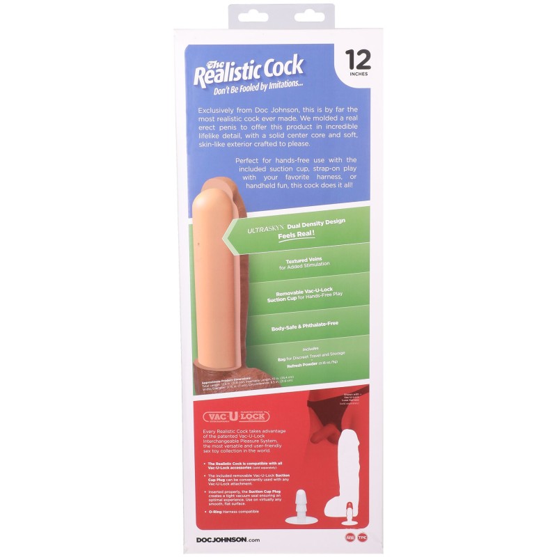 Фаллоимитатор Doc Johnson The Realistic Cock ULTRASKYN - 12 Inch Hung with Balls Chocolate