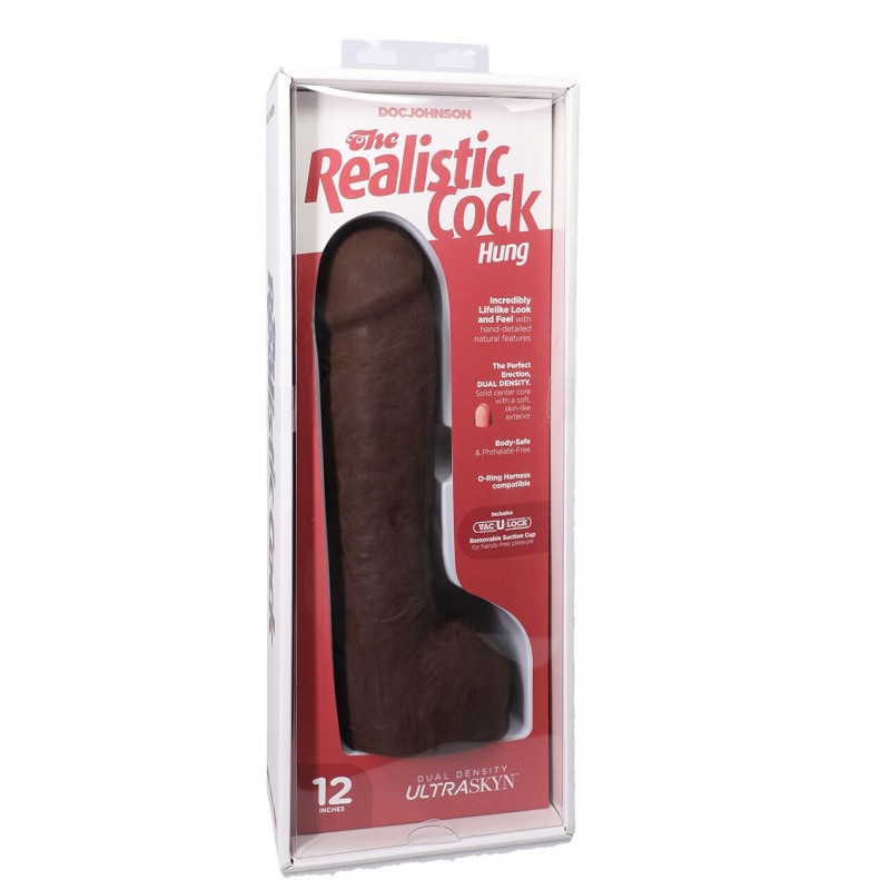 Фаллоимитатор Doc Johnson The Realistic Cock ULTRASKYN - 12 Inch Hung with Balls Chocolate