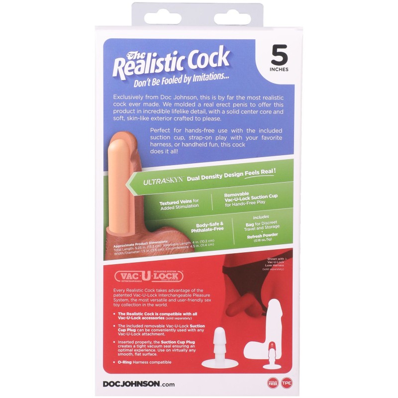 Фалоімітатор Doc Johnson The Realistic Cock ULTRASKYN - 5 Inch with Balls Caramel