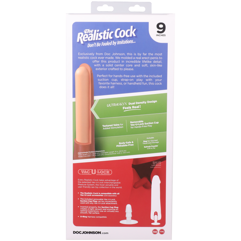 Фаллоимитатор Doc Johnson The Realistic Cock ULTRASKYN - 9 Inch Chocolate