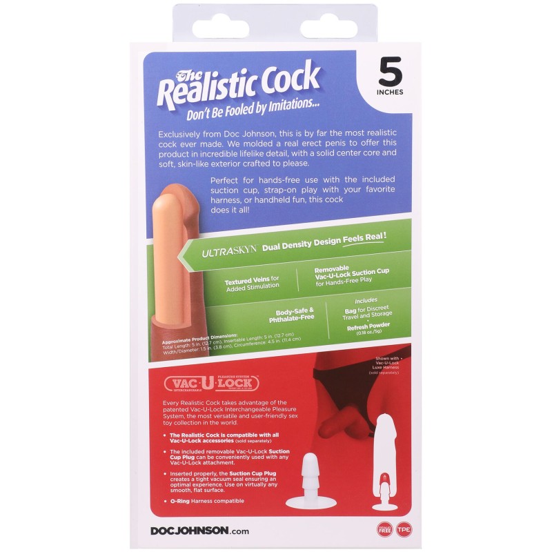 Фалоімітатор Doc Johnson The Realistic Cock ULTRASKYN - 5 Inch Caramel