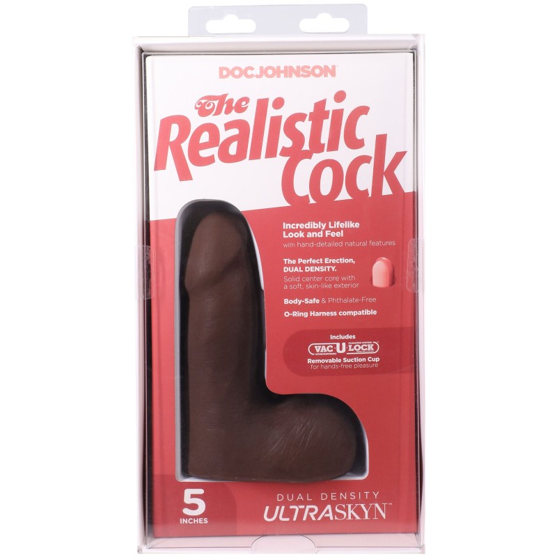 Фалоімітатор Doc Johnson The Realistic Cock ULTRASKYN - 5 Inch with Balls Chocolate