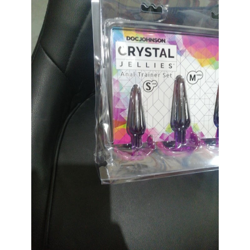 Набор анальных пробок Doc Johnson Crystal Jellies - Anal Trainer Set - Rainbow (мятая упаковка!!!)