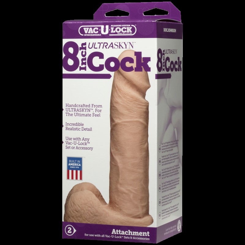 Фаллоимитатор Doc Johnson Vac-U-Lock - 8 Inch ULTRASKYN Cock White (мятая упаковка!!!)