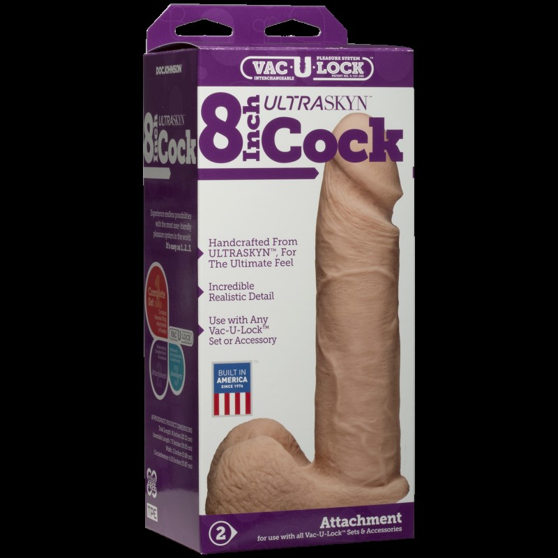 Фаллоимитатор Doc Johnson Vac-U-Lock - 8 Inch ULTRASKYN Cock White (мятая упаковка!!!)