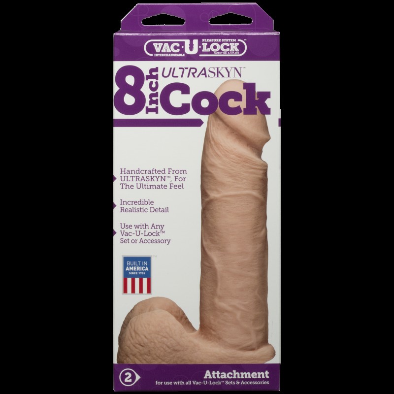 Фаллоимитатор Doc Johnson Vac-U-Lock - 8 Inch ULTRASKYN Cock White (мятая упаковка!!!)