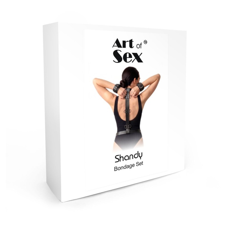 Бондажний набір Art of Sex – Shandy L-2XL, екошкіра, чорний