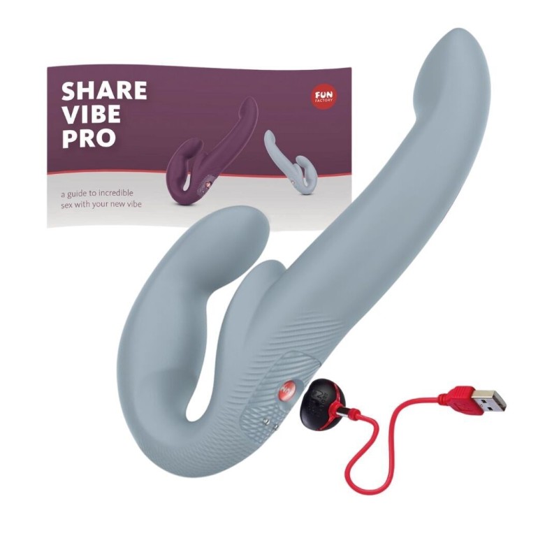 Безремневой страпон с вибрацией Fun Factory SHARE VIBE PRO cool grey (мятая упаковка!!!)