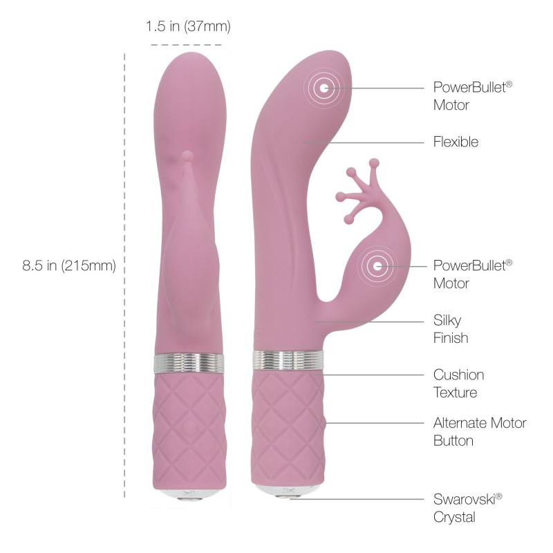Роскошный вибратор-кролик Pillow Talk - Kinky Pink с кристаллом Сваровски, мощный