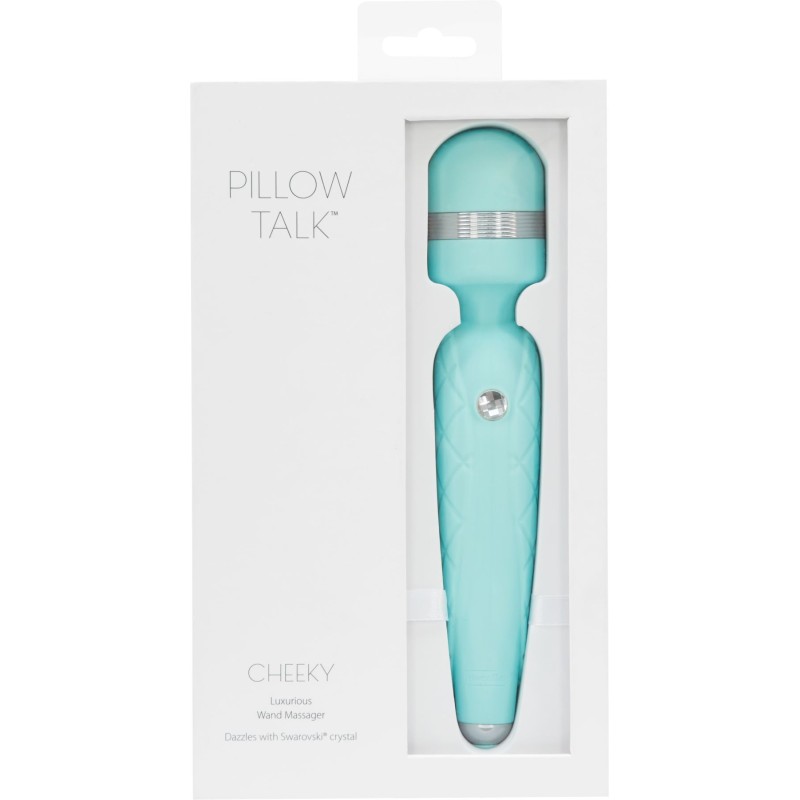 Розкішний вібромасажер PILLOW TALK - Cheeky Teal з кристалом Swarovski, плавне підвищення потужності
