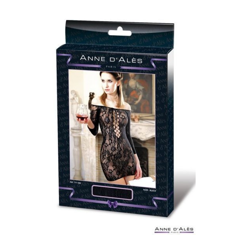 Платье-сетка с декольте Anne De Ales FETISH DINNER Black M/L, спущенное плечо