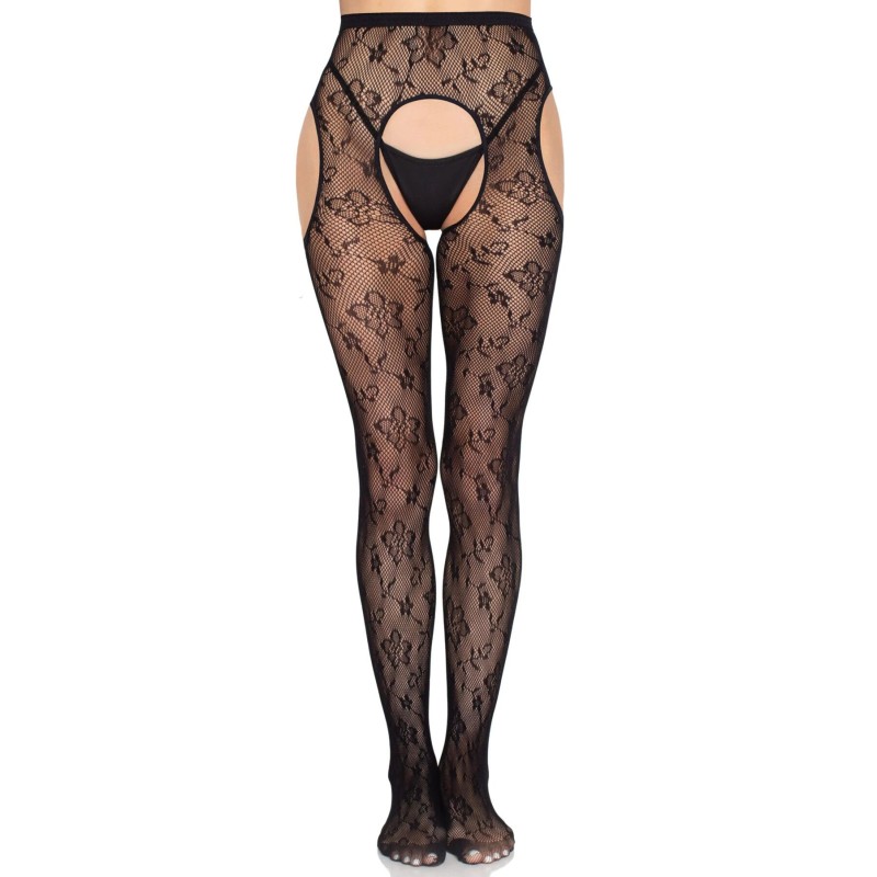 Колготки Leg Avenue Bloom Net Suspender Tights One Size Black