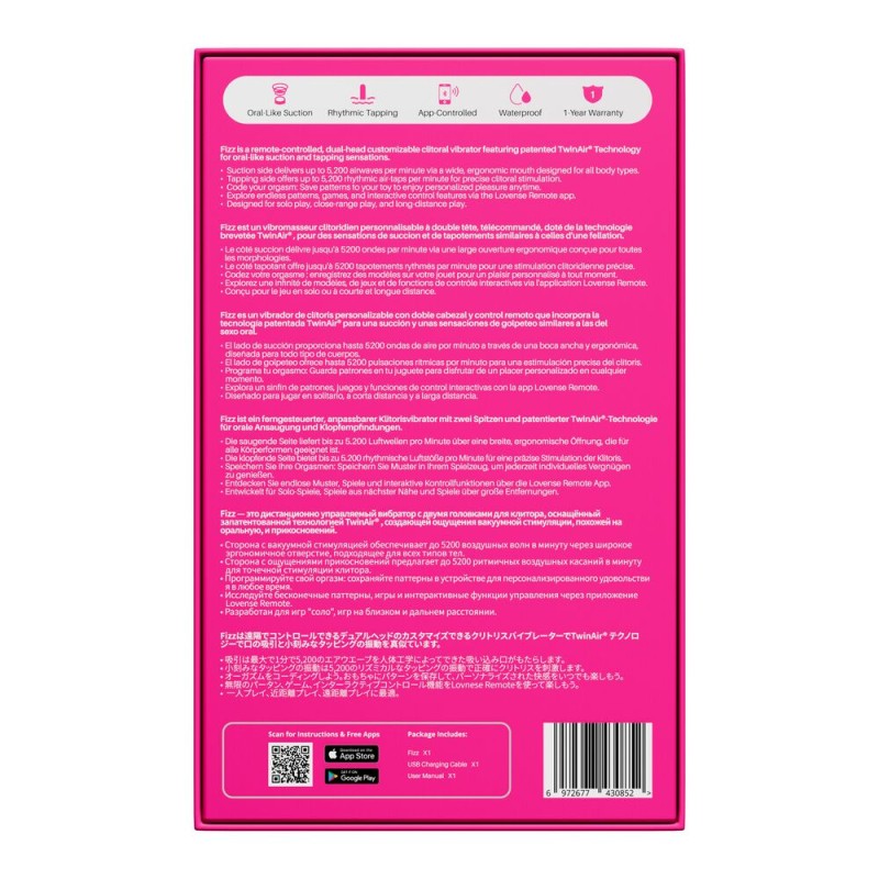 Клиторальный смарт-стимулятор 2-в-1 Lovense Fizz с всасывающим эффектом и тэппингом