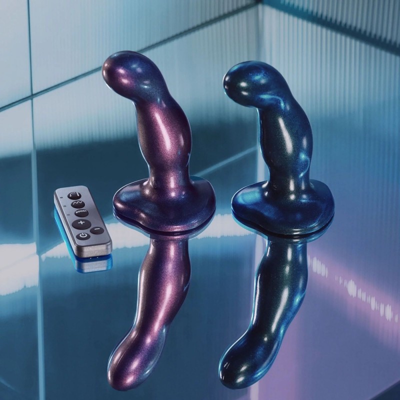 Дилдо з вібрацією Strap-On-Me FINGERING & VIBRATING DILDO - M - BLUE, з манливим рухом