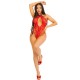 Мереживне тедді Leg Avenue Lace and net halter teddy One size Red, глибокий виріз, халтер