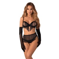 Комплект Obsessive Rossay Black 4-pcs crotchless set S/M