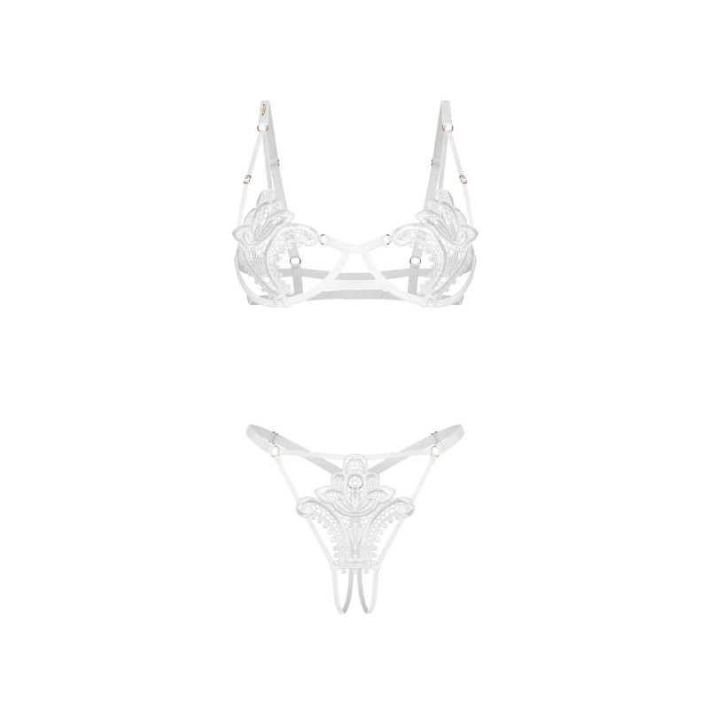 Комплект Obsessive Luise Sublim White 2-pcs crotchless set L/XL