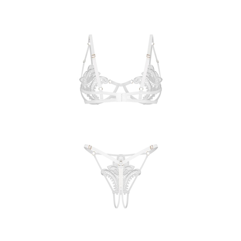 Комплект Obsessive Luise Sublim White 2-pcs crotchless set L/XL