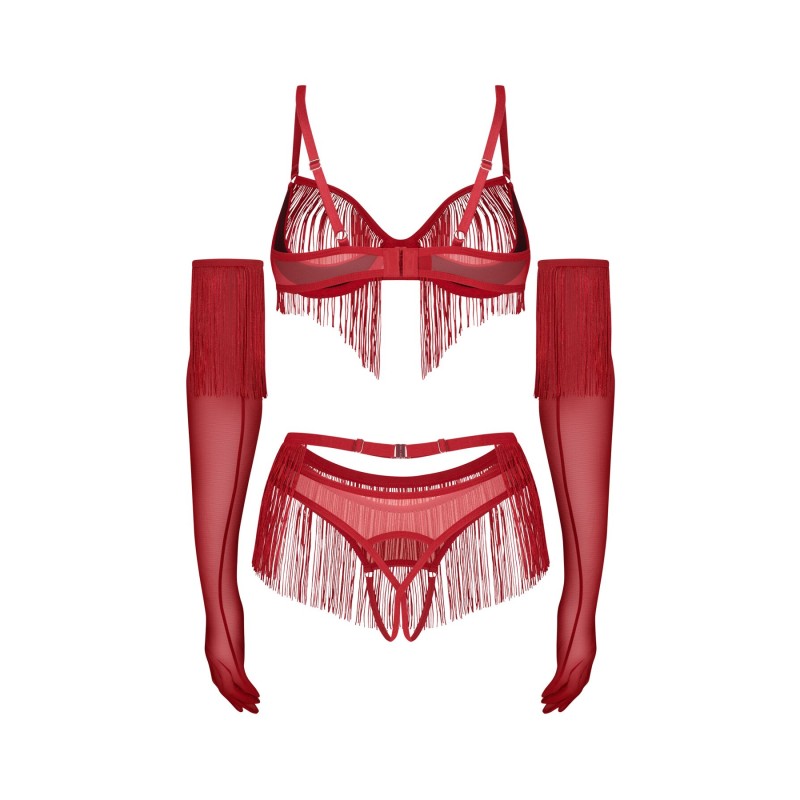 Комплект Obsessive Rossay Red 4-pcs crotchless set L/XL