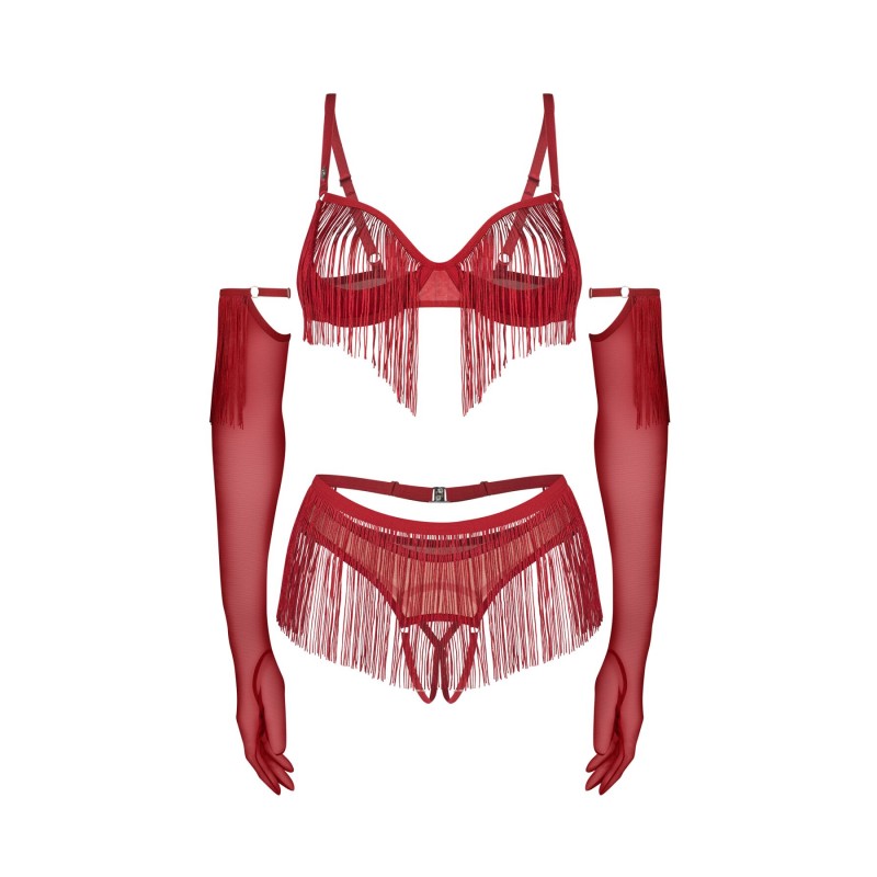 Комплект Obsessive Rossay Red 4-pcs crotchless set L/XL