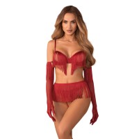 Комплект Obsessive Rossay Red 4-pcs crotchless set 2XL/3XL