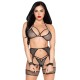 Комплект Leg Avenue Net Bra Top, String & Harness Set One Size Black