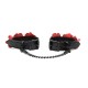 Наручники Liebe Seele Flower Rhythm - Black and Red Leather Flowers Hand Cuffs (м'яте паковання!!!)