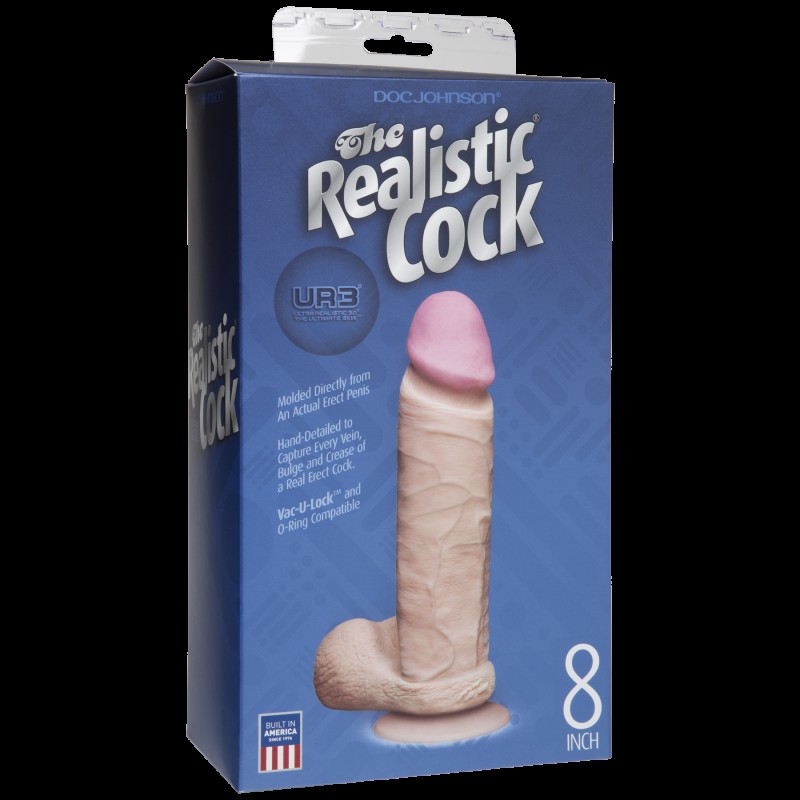 Фалоімітатор Doc Johnson The Realistic Cock 8 inch White - ULTRASKYN, Vack-U-Lock (м'яте паковання!!!)