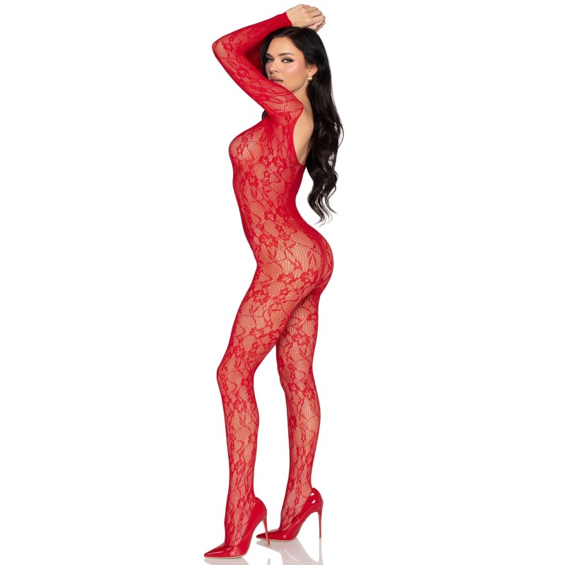 Бодістокінг Leg Avenue Crotchless Fishnet Bodystocking One Size Red
